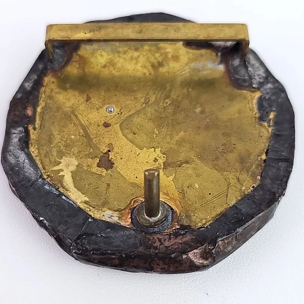 Artisan Craft Stained Glass Style Belt Buckle Earth Tone Artisan Vintage 3 inch